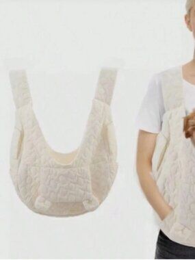 NWT White Quilted Pet Carrier Backpack Dog Cat Sling Cozy